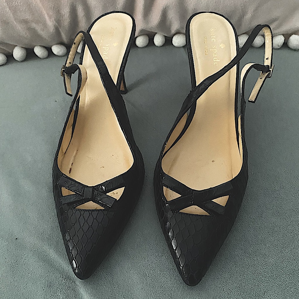 Kate Spade (snake or alligator leather?) pointed heels size 37.5 US7.5